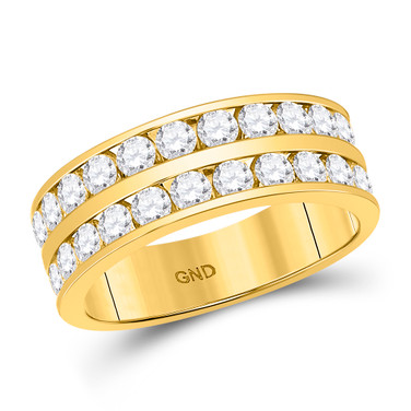 14kt Yellow Gold Mens Round Diamond Double Row Wedding Band Ring 2.00 Cttw
