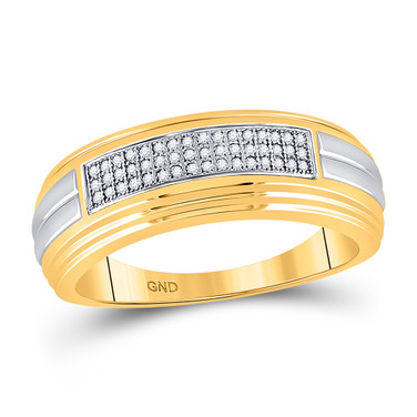 10kt Two-tone Gold Mens Round Diamond Band Ring 1/6 Cttw