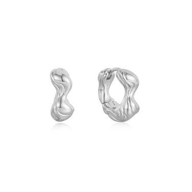 14.5mm Ania Haie Sterling Silver Twisted Wave Thick Hoop Earrings