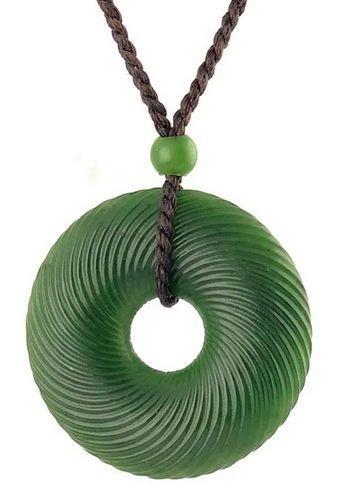 45mm Genuine Natural Nephrite Jade Round Twist Pendant