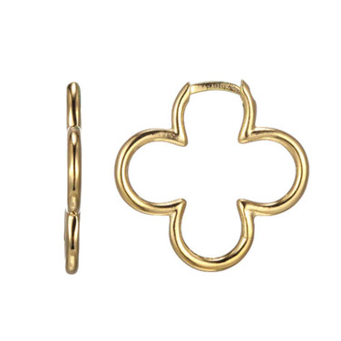 Image of Charles Garnier Gold-plated Sterling Silver Clover Shape Earrings w/ Hidden Snap Bar Closure