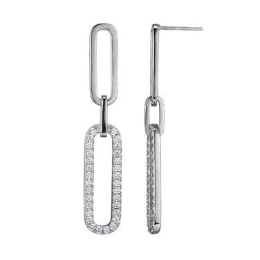 Image of Charles Garnier Rhodium-plated Sterling Silver CZ Paperclip Drop Earrings