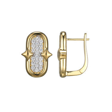 Charles Garnier Gold- & Rhodium-plated Sterling Silver Link Design CZ Earrings