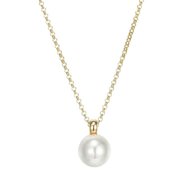 Image of ELLE Jewelry - "Simpatico Collection" 17"+3" Gold-plated Sterling Silver Necklace w/ 10 mm White Simulated Pearl Drop Pendant