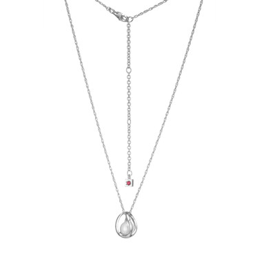 ELLE Jewelry - "Luna Collection" 17" + 3" Rhodium-plated Sterling Silver Cable Chain Necklace w/ Caged Cultured Freshwater Pearl Pendant