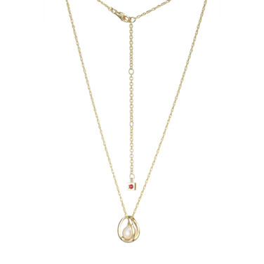 ELLE Jewelry - "Luna Collection" 17" + 3" Gold-plated Sterling Silver Cable Chain Necklace w/ Caged Cultured Freshwater Pearl Pendant