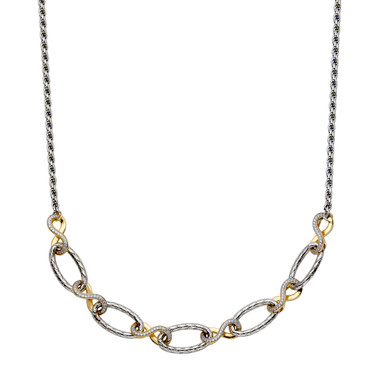 Charles Garnier 18"+2" Rhodium- & Gold-plated Sterling Silver Necklace w/ 2mm Mesh Links & CZ Accents