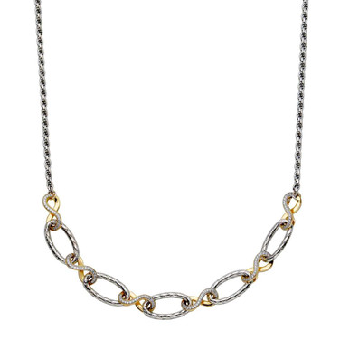 Image of Charles Garnier 18"+2" Rhodium- & Gold-plated Sterling Silver Necklace w/ 2mm Mesh Links & CZ Accents