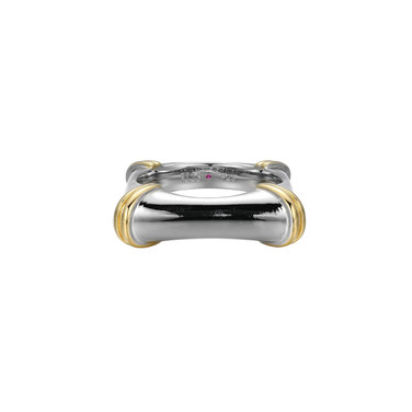 ELLE Jewelry - "Bamboo Collection" Rhodium & Gold-plated Sterling Silver Ring