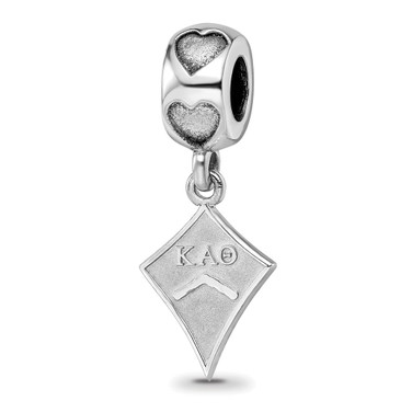 Sterling Silver Rhodium-plated LogoArt Kappa Alpha Theta Kite Heart Bead Charm