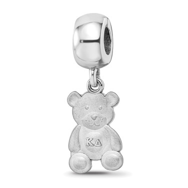 Sterling Silver Rhodium-plated LogoArt Kappa Delta Teddy Bear on Bead Charm