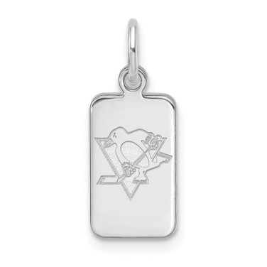 Sterling Silver Rhodium-plated NHL LogoArt Pittsburgh Penguins Tag Pendant