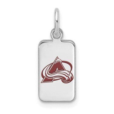 Sterling Silver Rhodium-plated NHL LogoArt Colorado Avalanche Enamel Tag Pendant