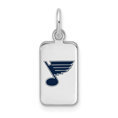 Sterling Silver Rhodium-plated NHL LogoArt St Louis Blues Enamel Tag Pendant