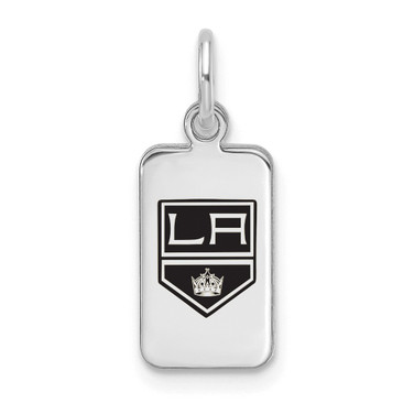 Sterling Silver Rhodium-plated NHL LogoArt Los Angeles Kings Enamel Tag Pendant