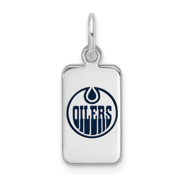 Sterling Silver Rhodium-plated NHL LogoArt Edmonton Oilers Enamel Tag Pendant