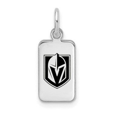Sterling Silver Rhodium-plated NHL LogoArt Vegas Golden Knights Enamel Tag Pendant