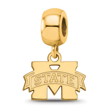 Sterling Silver Gold-plated LogoArt Mississippi State University Letter M XS Dangle Bead Charm