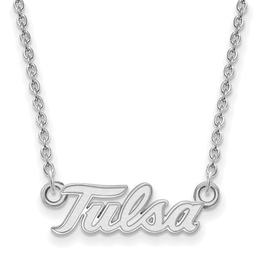 Sterling Silver Rhodium-plated LogoArt University of Tulsa T-U Small Pendant 18 inch Necklace