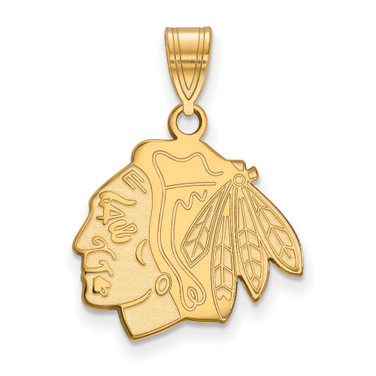 Sterling Silver Gold-plated NHL LogoArt Chicago Blackhawks Medium Pendant