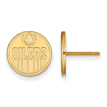 Image of 14k Yellow Gold NHL LogoArt Edmonton Oilers Small Post Earrings