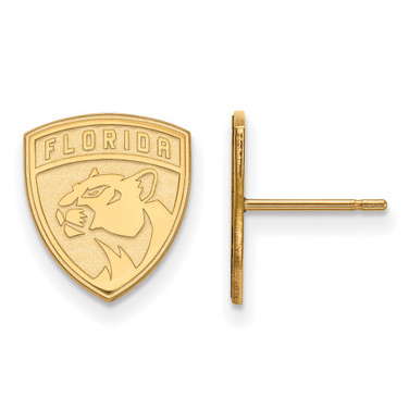 Sterling Silver Gold-plated NHL LogoArt Florida Panthers Small Post Earrings