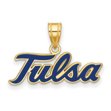 Image of Sterling Silver Gold-plated LogoArt University of Tulsa T-U Large Enameled Pendant