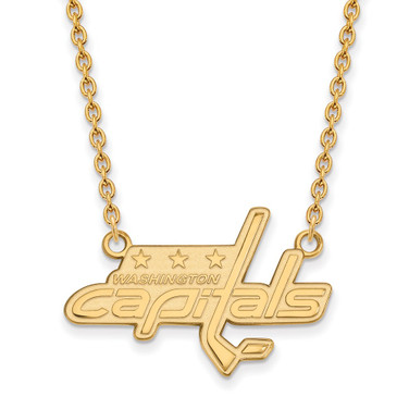 14k Yellow Gold NHL LogoArt Washington Capitals Large Pendant 18 inch Necklace