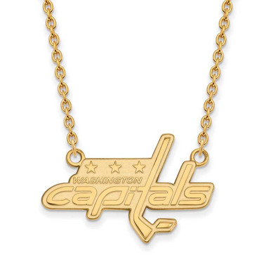 Image of 14k Yellow Gold NHL LogoArt Washington Capitals Large Pendant 18 inch Necklace