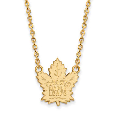 Image of 10k Yellow Gold NHL LogoArt Toronto Maple Leafs Large Pendant 18 inch Necklace