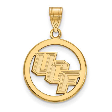 Image of Sterling Silver Gold-plated LogoArt University of Central Florida U-C-F Medium Circle Pendant