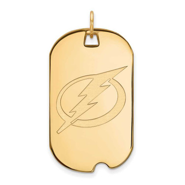 Image of Sterling Silver Gold-plated NHL LogoArt Tampa Bay Lightning Large Dog Tag Pendant