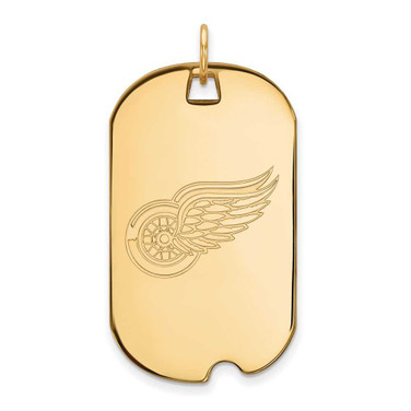 Image of 10k Yellow Gold NHL LogoArt Detroit Red Wings Large Dog Tag Pendant