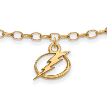 Image of Sterling Silver Gold-plated NHL LogoArt Tampa Bay Lightning 9 inch Anklet