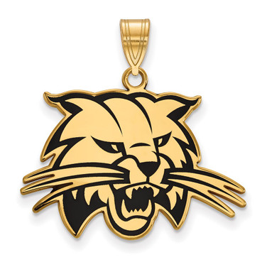 Sterling Silver Gold-plated LogoArt Ohio University Bobcat Large Enameled Pendant