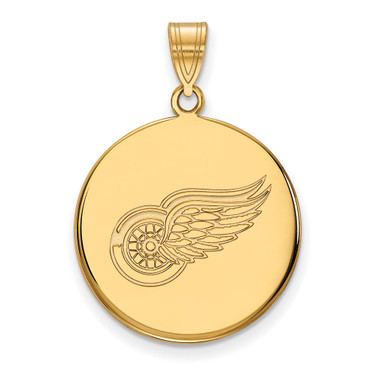 Sterling Silver Gold-plated NHL LogoArt Detroit Red Wings Large Disc Pendant