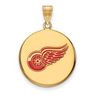 Image of Sterling Silver Gold-plated NHL LogoArt Detroit Red Wings Large Enameled Disc Pendant