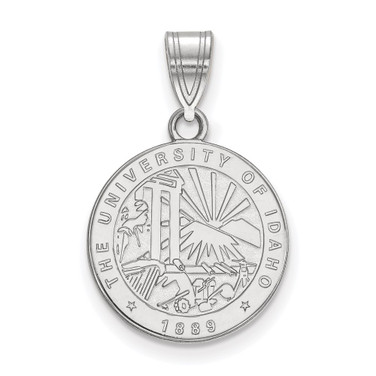 Sterling Silver Rhodium-plated LogoArt University of Idaho Medium Crest Pendant