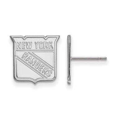 Image of 10k White Gold NHL LogoArt New York Rangers Small Post Earrings