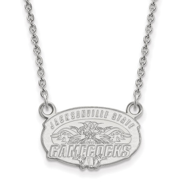 14k White Gold LogoArt Jacksonville State University Small Pendant 18 inch Necklace