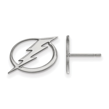 Sterling Silver Rhodium-plated NHL LogoArt Tampa Bay Lightning Small Post Earrings