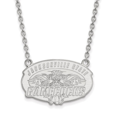 14k White Gold LogoArt Jacksonville State University Large Pendant 18 inch Necklace