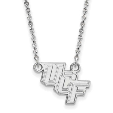 Image of 10k White Gold LogoArt University of Central Florida U-C-F Small Pendant 18 inch Necklace