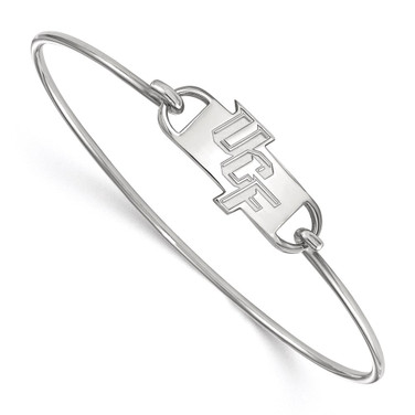 Sterling Silver Rhodium-plated LogoArt University of Central Florida U-C-F Small Center 7 inch Wire Bangle Bracelet