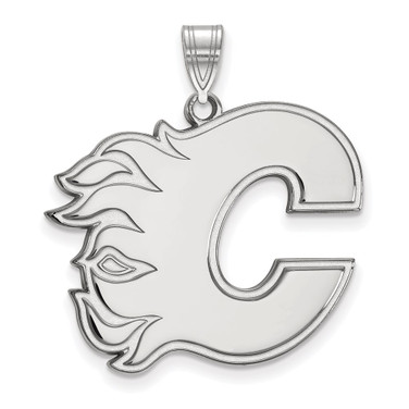 14k White Gold NHL LogoArt Calgary Flames Letter C Extra Large Pendant
