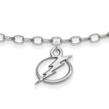 Image of Sterling Silver Rhodium-plated NHL LogoArt Tampa Bay Lightning 9 inch Anklet
