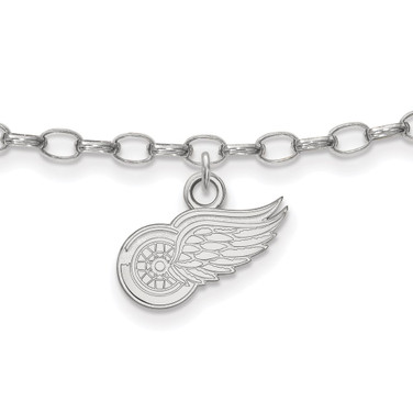 Sterling Silver Rhodium-plated NHL LogoArt Detroit Red Wings 9 inch Anklet