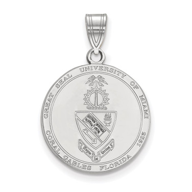 Sterling Silver Rhodium-plated LogoArt University of Miami Florida Large Crest Pendant