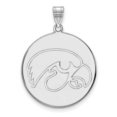 Image of 14k White Gold LogoArt University of Iowa Hawk Extra Large Round Disc Pendant