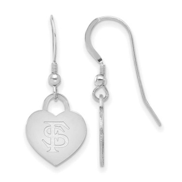 Image of Sterling Silver Rhodium-plated LogoArt Florida State University Heart Dangle Earrings Image of Sterling Silver Rhodium-plated LogoArt Florida State University Heart Dangle Earrings